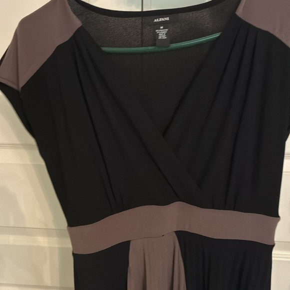 Alfani-size M tan/ black dress bottom of the dress is pleated. Good condition - Picture 3 of 5